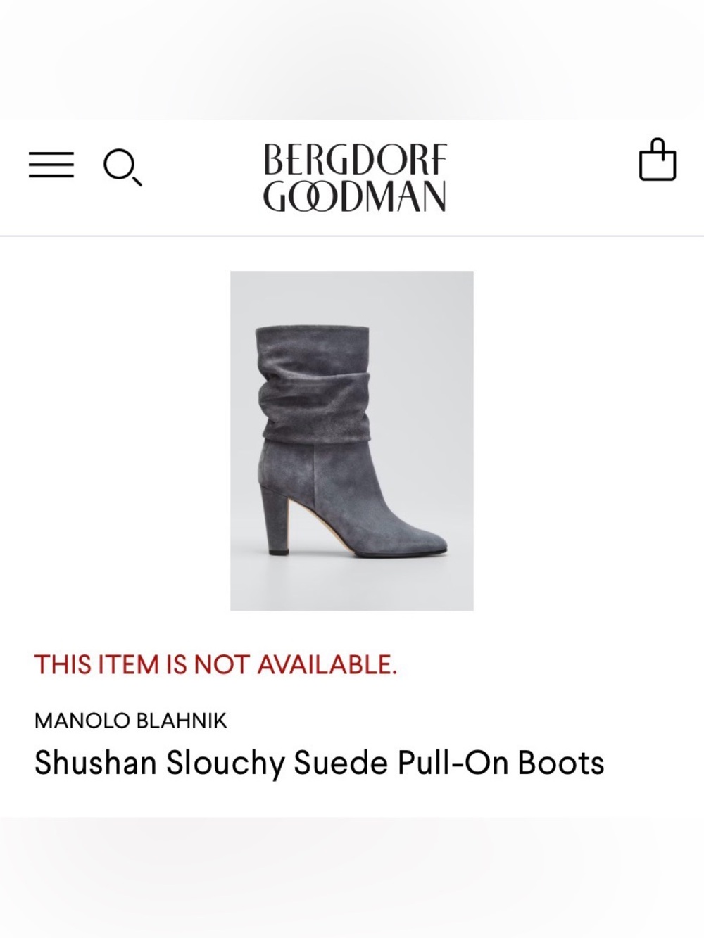 Manolo Blahnik Suede Slouchy Ankle Boots in Asphalt Size 38 NWOT retail $1300